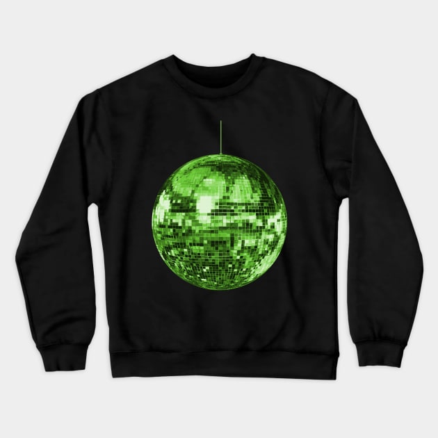 Glamorous Glittery Green Disco Ball Crewneck Sweatshirt by Art by Deborah Camp